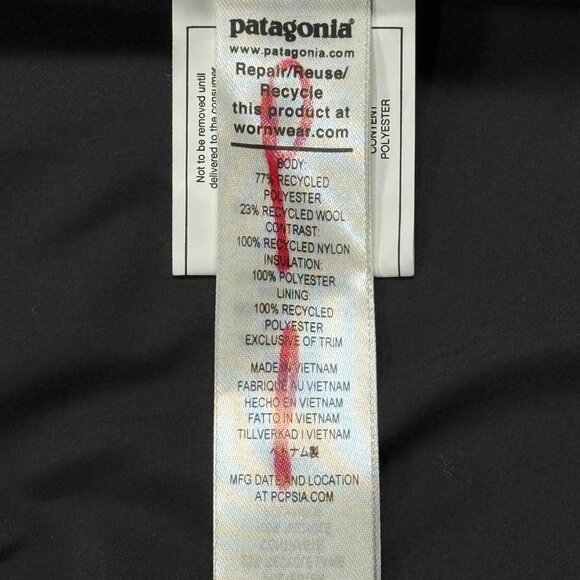Patagonia‎ Recycled Sherpa Hybrid Jacket Womens Medium Black Fleece Quilted Wool - Picture 3 of 10